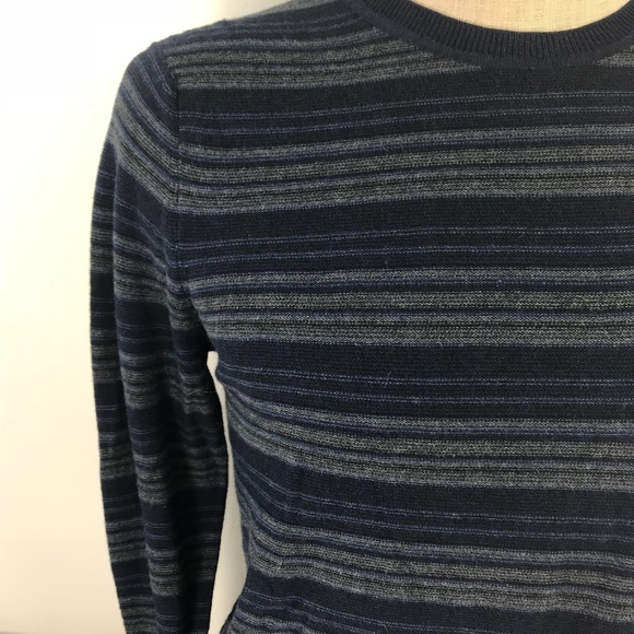 Slim Fit Luxury Blend Blue Grey Stripe Long Sleeve - Picture 2 of 7